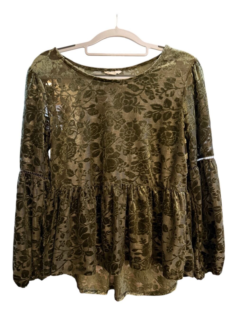 C EST. 1946 Burnout Velvet Floral High Low Boho Top Small